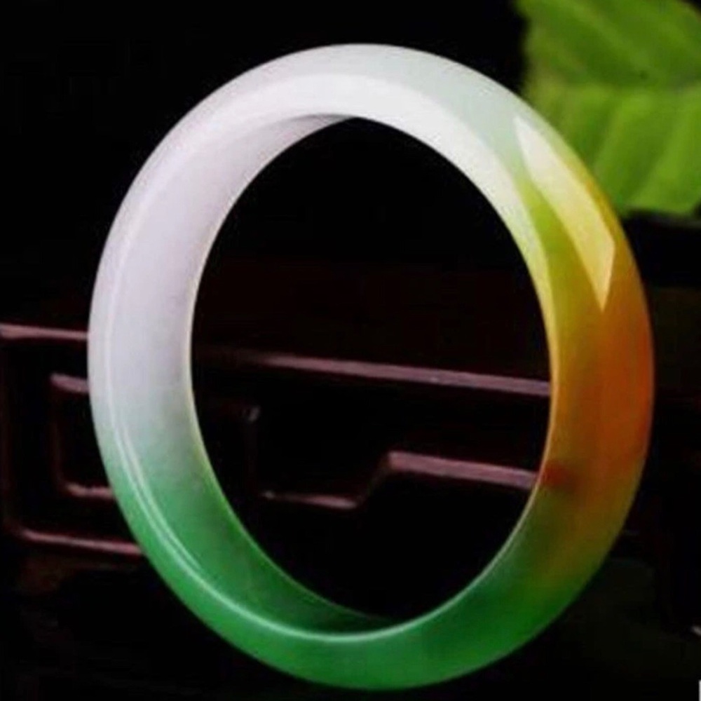 🌹🍃New AAA+ Chinese Natural Green, Yellow,Orange Jadeite Bangle Bracelet🍃🌹